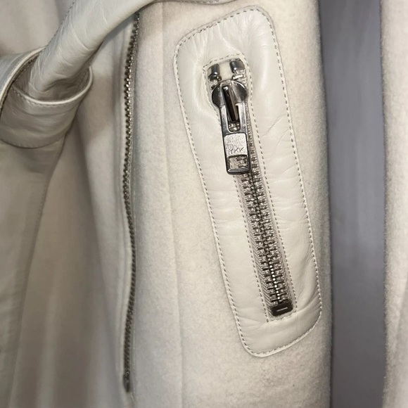 Mackage Nori Cream Wool Cashmere Long Coat with Leather Belt - Picture 8 of 16